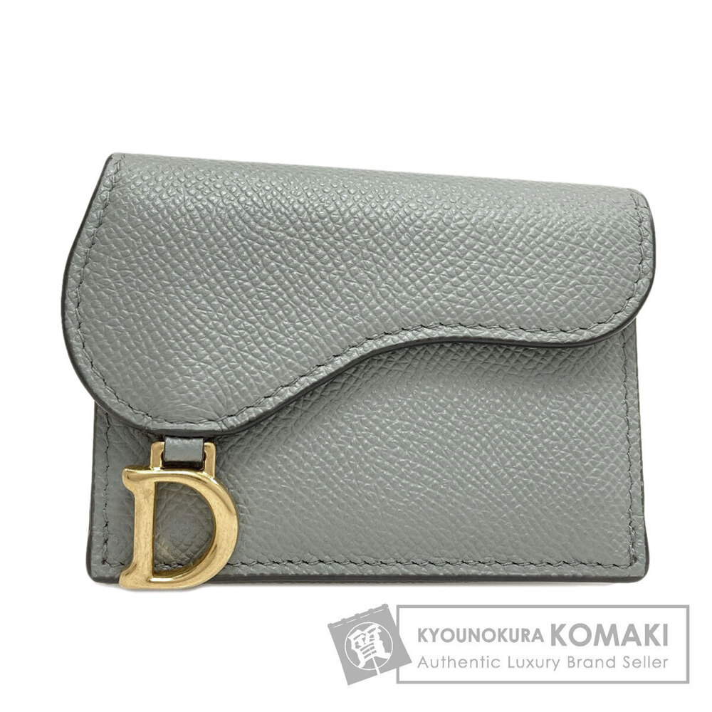 Christian Dior Saddle Lotus Bi fold Wallet coin purse Leather